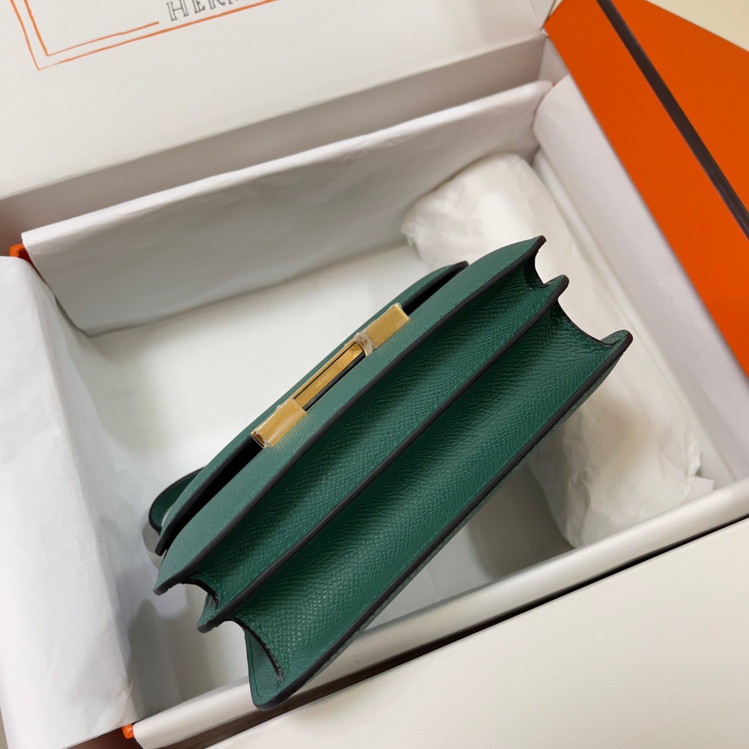 Hermes Constance 18 Mini Shoulder Bag In Vert Emeraude Epsom Leather